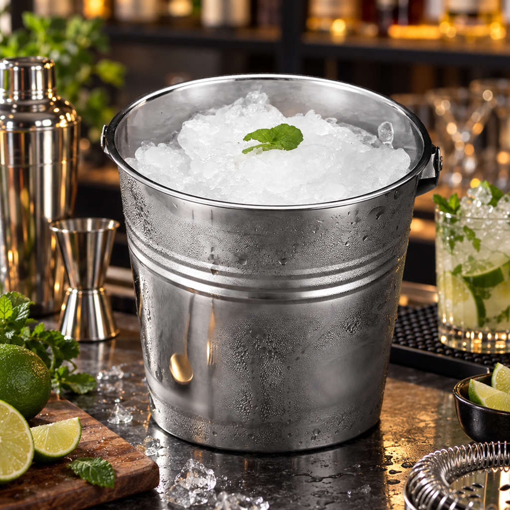 Seau à glace multifonctionnel en acier inoxydable - mise en scène bar