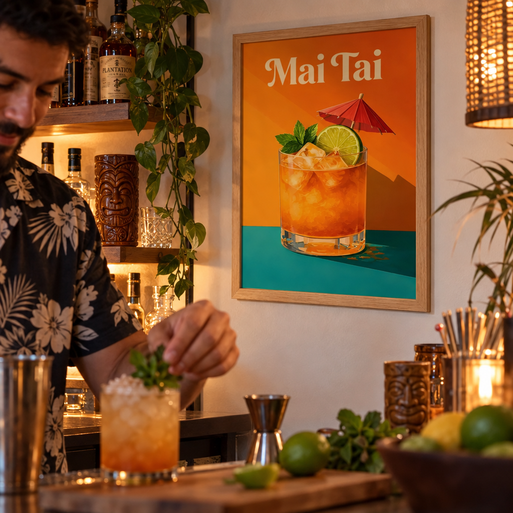 Poster classique de cocktail Mai Tai - en situation d'utilisation