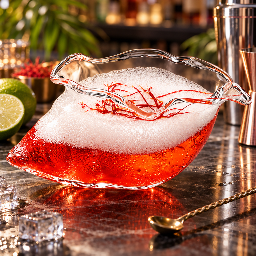 Verre à Cocktail en Forme de Conque - mise en scène bar
