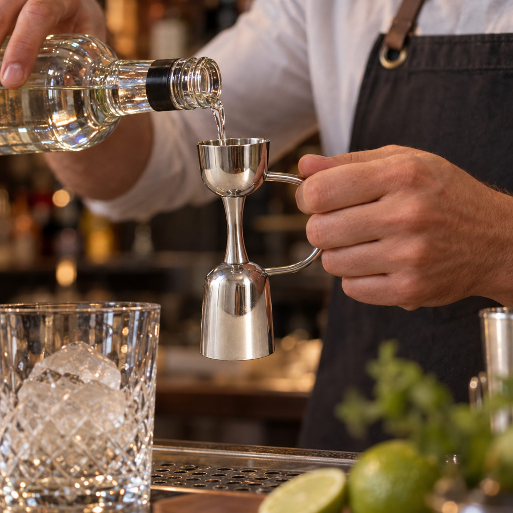 Doseur à Cocktail en Acier Inoxydable 25/50 ml - en situation d'utilisation