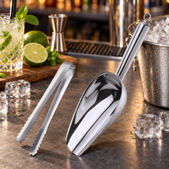 Pelle à Glace en Inox avec Pince - mise en scène bar