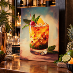 Tableau Cocktail Tropical - mise en scène bar