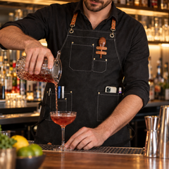 Tablier de Barman Professionnel Noir - en situation d'utilisation