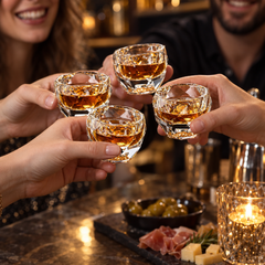 Verres à Shot en Cristal à Facettes — Lot de 6 - en situation d'utilisation