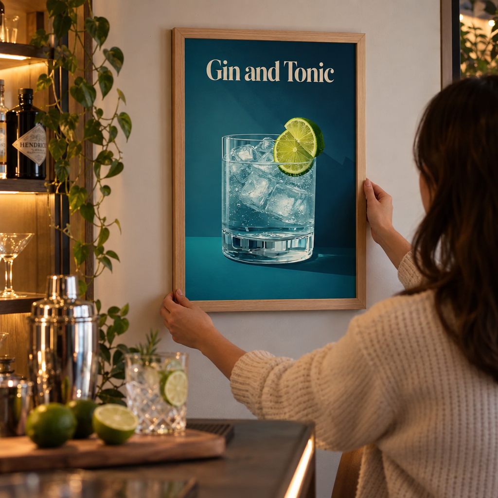 Poster classique de cocktail Gin & Tonic - en situation d'utilisation