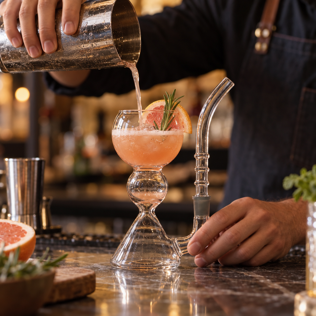 Verre à Cocktail Transparent Rond - en situation d'utilisation
