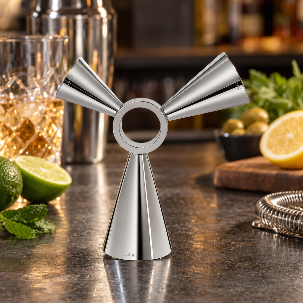 Jigger Doseur à Cocktail en Acier Inoxydable 25/50/90 ml - mise en scène bar
