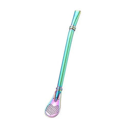 Paille mojito multicolore irisée avec embout passoire, photo produit sur fond blanc