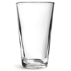 Verre à mélange transparent seul du shaker Boston, sur fond blanc
