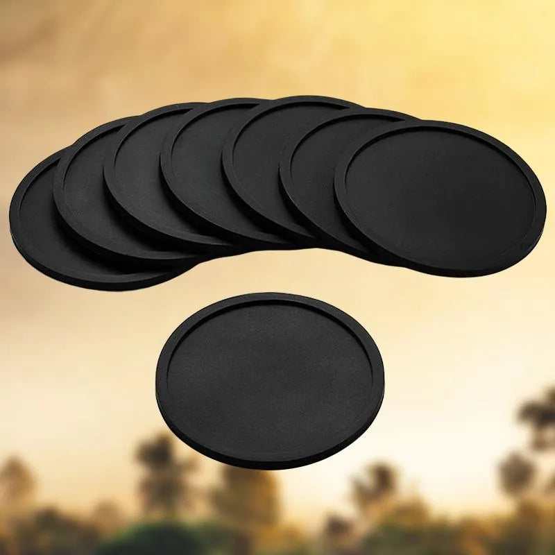 Lot de 8 sous-verres incassables noirs empilés en éventail avec fond extérieur au coucher de soleil