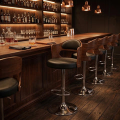 Tabouret de bar pivotant en bois massif