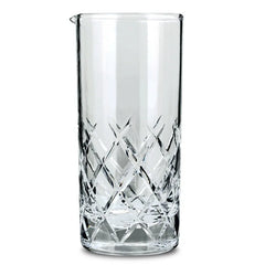 Verre à mélange japonais en cristal taillé à motifs losanges, présenté de face sur fond blanc