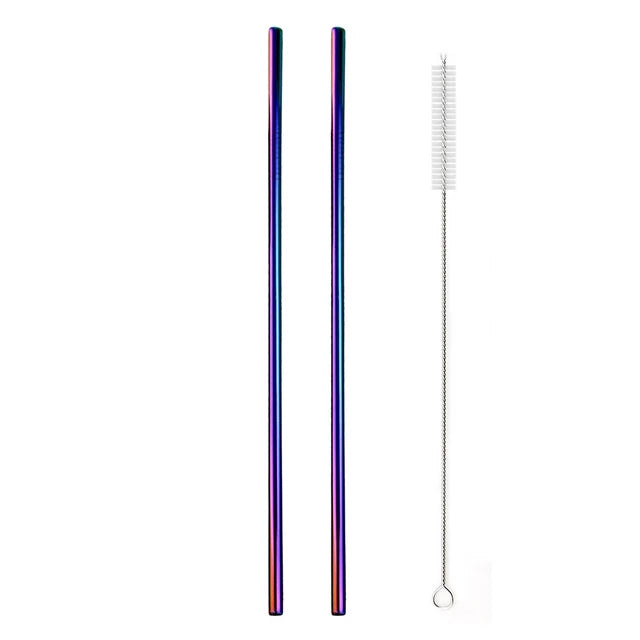 2 Grandes Pailles Cocktail Multicolores