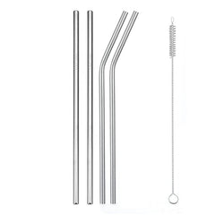 4 Grandes Pailles Cocktail 2 Courbees et 2 Droites