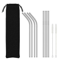 4 Grandes Pailles Cocktail Courbees et Droites 