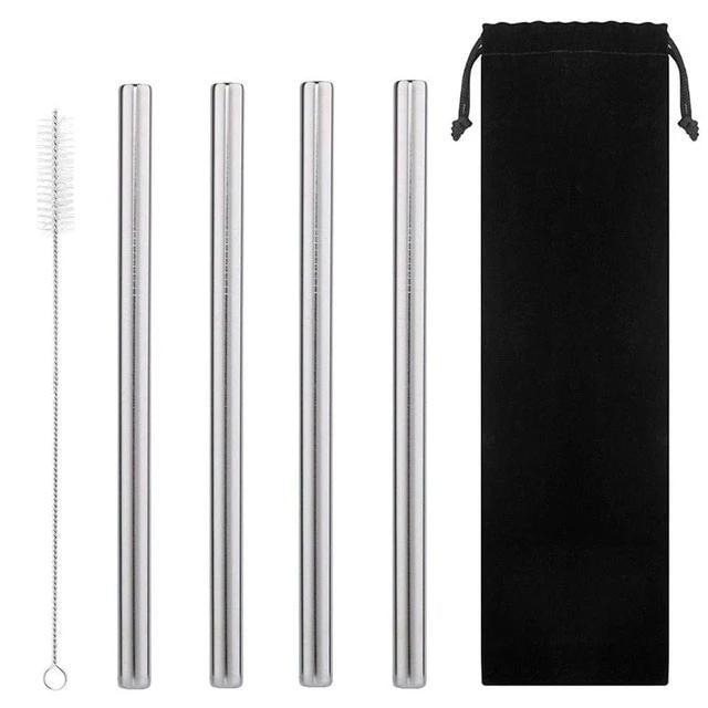 4 Grandes Pailles Cocktail Courbees et Droites 