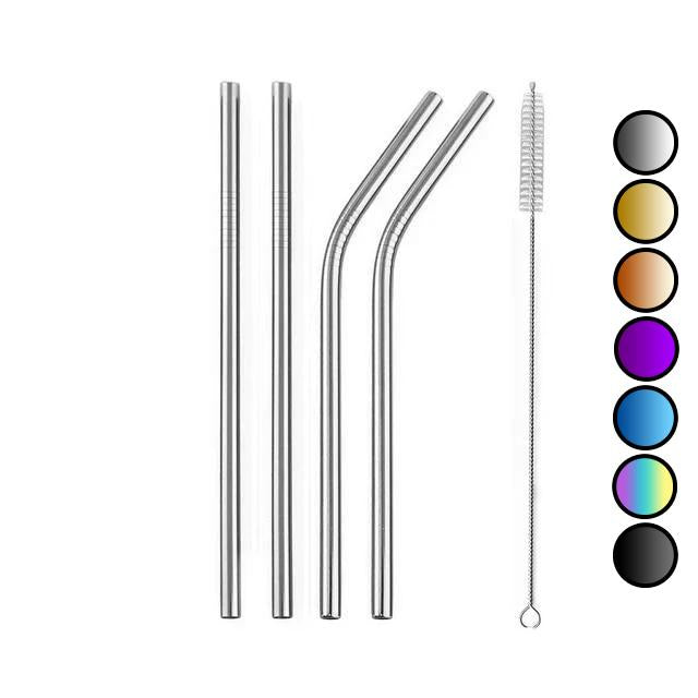 4 Pailles en Métal Courtes