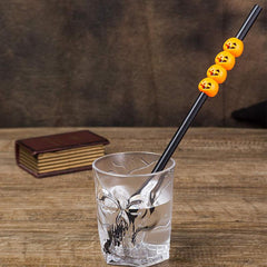 5 Pailles Halloween Citrouilles (Reutilisables)