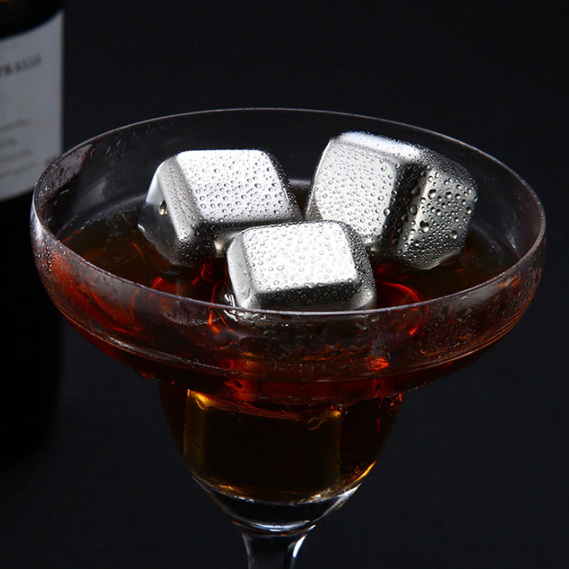 6 Glacons En Acier Inoxydable - Verre de Whisky