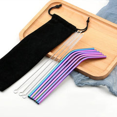 6 Pailles en Metal Courbees