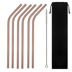 6 Pailles en Metal Courbees