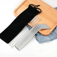 6 Pailles en Metal Courbees
