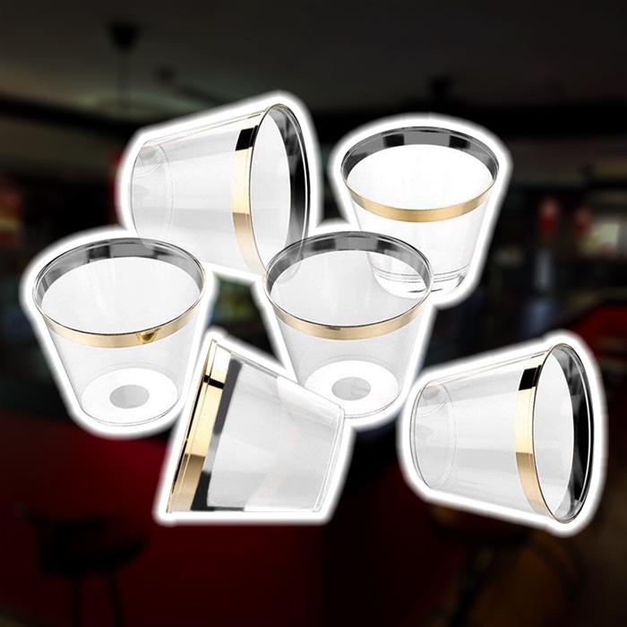 6 Verres à Cocktail Plastique Dorés