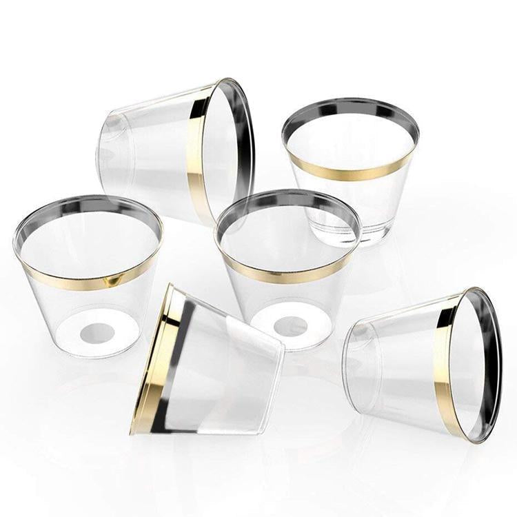 6 Verres à Cocktail Plastique Dores