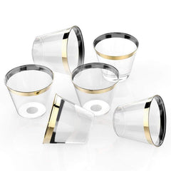 6 Verres à Cocktail Plastique Dores