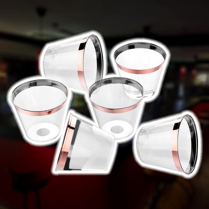 6 Verres à Cocktail Plastique Or Rose