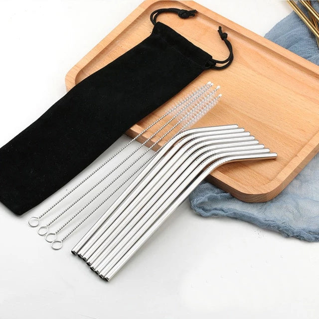 8 Pailles Cocktail Courbees