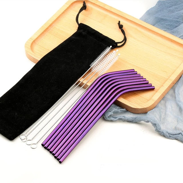 8 Pailles Cocktail Courbees