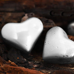 4 Herz-Eiswürfel aus Edelstahl